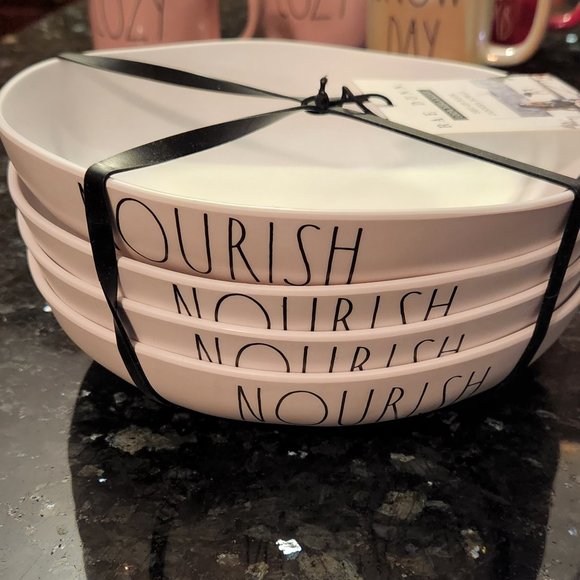 Rae Dunn Other - ⚡️🌟RAE DUNN "NOURISH " 100% Melamine Set of 4 Dinner Bowls NWT